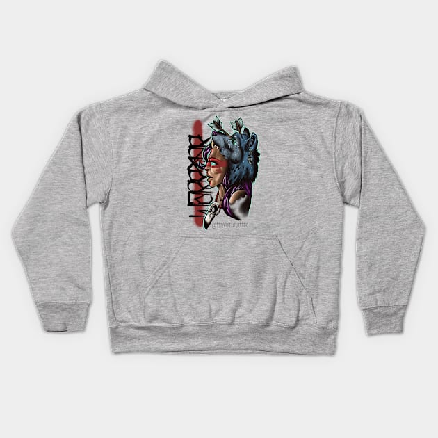 Warrior Woman Kids Hoodie by Timwould